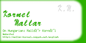 kornel mallar business card